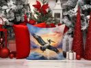 Pelican Fyling at Sunrise Throw Pillow Machine Washable, Indoor Outdoor Decorative Pillow for Couch, Bed or Patio, 14Hx14W