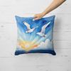 Gulls Soaring High Throw Pillow Machine Washable, Indoor Outdoor Decorative Pillow for Couch, Bed or Patio, 18Hx18W