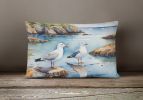 Birds, Birds, Birds Throw Pillow Throw Pillow for Indoor Couch Bed Outdoor Patio Washable, Gulls Scavenging 7518,12Hx16W