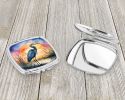 Blue Heron Setting Sun Compact Mirror Decorative Travel Makeup Mirror for Women Girls Gifts Pocket Makeup Mirror Folding Handheld