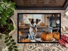 Jack Russell Terrier Fall Kitchen Pumpkins Doormat Front Door Mat Indoor Outdoor Rugs for Entryway, Non Slip Washable Low Pile, 24H X 36W