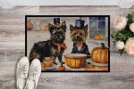 Cairn Terrier Fall Kitchen Pumpkins Doormat Front Door Mat Indoor Outdoor Rugs for Entryway, Non Slip Washable Low Pile, 24H X 36W