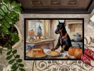 Doberman Pinscher Fall Kitchen Pumpkins Doormat Front Door Mat Indoor Outdoor Rugs for Entryway, Non Slip Washable Low Pile, 24H X 36W