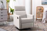 Modern Upholstered Rocker Nursery Chair Plush Seating Glider Swivel Recliner Chair, Tan