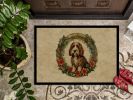 Petit Basset Griffon Vendeen Christmas Flowers Doormat Front Door Mat Indoor Outdoor Rugs for Entryway, Non Slip Washable Low Pile, 24H X 36W