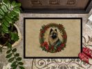 Keeshond Christmas Flowers Doormat Front Door Mat Indoor Outdoor Rugs for Entryway, Non Slip Washable Low Pile, 24H X 36W