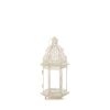 Rustic Small White Lantern with Distressed Finish