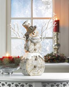 Snowman Twig Lights Statue - Festive Holiday Decor for Home or Garden