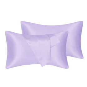 75D Satin Artificial Silk Pillowcase (Option: Purple-King 20X36in-1Pairs)