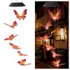 LED Colorful Solar Power Wind Chime Crystal Hummingbird Butterfly Waterproof Outdoor Windchime Solar Light for Garden outdoor