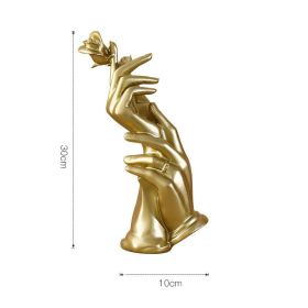 Home Decoration Resin Sculpture Statue Living Room Wine Cabinet Modern Fashion Hand-held Rose Ornaments Golden Crafts Gift (Color: L-A)