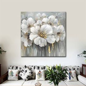 Hand Painted Oil Paintings Hand Painted Square Floral / Botanical Pop Art Living Room Hallway Bedroom Luxurious Decorative Painting (size: 70x70cm, Style: 01)