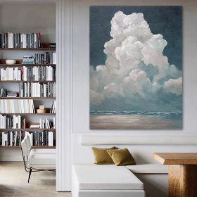 Hand Painted Oil Painting White Cloud Textured Wall Art Blue Sky Painting Cloud Painting Minimalist Cloud Wall Art White Cloud Art Blue Sky Wall Art N (size: 60X90cm, Style: 01)