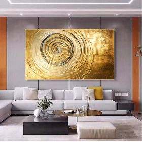 Hand Painted Oil Painting Original Gold Texture Oil Painting on Canvas Large Wall Art Abstract Minimalist Painting Golden Decor Custom Painting Living (size: 40x80cm, Style: 01)