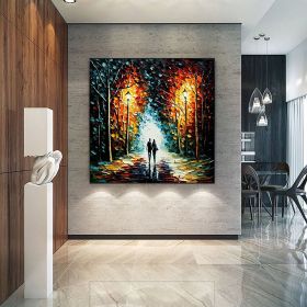 Hand Painted Oil Painting Original Romantic Cityscape Oil Painting On Canvas Large Wall Art Abstract Colorful Forest Painting Custom Tree Painting Bed (size: 60x60cm, Style: 01)