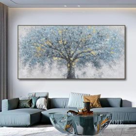 Hand Painted Oil Painting Oil Painting on Canvas Tree Blue Abstract Trees Landscape Modern Oil Painting Original Hand Painted Painting Modern Art (size: 100x150, Style: 01)