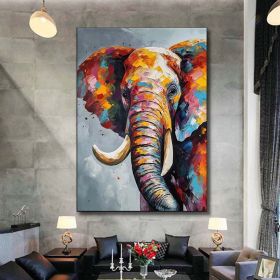 Hand Painted Oil Painting Boho Wall decor Colorful elephant Oil Painting on Canvas animal painting art large 3d wall art original painting Texture Acr (size: 60X90cm, Style: 01)