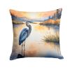 Blue Heron in the Golden Hour Throw Pillow Machine Washable, Indoor Outdoor Decorative Pillow for Couch, Bed or Patio, 14Hx14W