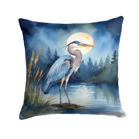 Blue Heron Under the Moonlight Throw Pillow Machine Washable, Indoor Outdoor Decorative Pillow for Couch, Bed or Patio, 18Hx18W (Default: Default)