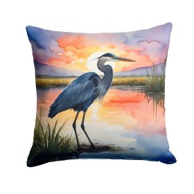 Blue Heron Setting Sun Throw Pillow Machine Washable, Indoor Outdoor Decorative Pillow for Couch, Bed or Patio, 18Hx18W (Default: Default)