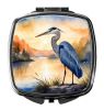 Blue Heron in the Golden Hour Compact Mirror Decorative Travel Makeup Mirror for Women Girls Gifts Pocket Makeup Mirror Folding Handheld