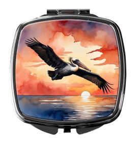 Pelican Fiery Sunset Compact Mirror Decorative Travel Makeup Mirror for Women Girls Gifts Pocket Makeup Mirror Folding Handheld (Default: Default)