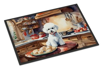 Bichon Frise Christmas Cookies Doormat Front Door Mat Indoor Outdoor Rugs for Entryway, Non Slip Washable Low Pile, 24H X 36W (Default: Default)