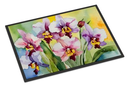 Orchids in Watercolor Doormat Front Door Mat Indoor Outdoor Rugs for Entryway, Non Slip Washable Low Pile, 24H X 36W (Default: Default)