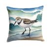 Sanderling Racing the Tide Throw Pillow Machine Washable, Indoor Outdoor Decorative Pillow for Couch, Bed or Patio, 14Hx14W