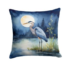 Blue Heron Under the Moonlight Throw Pillow Machine Washable, Indoor Outdoor Decorative Pillow for Couch, Bed or Patio, 14Hx14W (Default: Default)