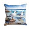 Gulls Scavenging Throw Pillow Machine Washable, Indoor Outdoor Decorative Pillow for Couch, Bed or Patio, 14Hx14W