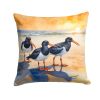 Oystercatchers Foraging Throw Pillow Machine Washable, Indoor Outdoor Decorative Pillow for Couch, Bed or Patio, 18Hx18W