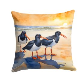 Oystercatchers Foraging Throw Pillow Machine Washable, Indoor Outdoor Decorative Pillow for Couch, Bed or Patio, 18Hx18W (Default: Default)