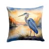 Blue Heron in the Golden Hour Throw Pillow Machine Washable, Indoor Outdoor Decorative Pillow for Couch, Bed or Patio, 18Hx18W