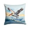 Pelican Soaring Throw Pillow Machine Washable, Indoor Outdoor Decorative Pillow for Couch, Bed or Patio, 14Hx14W