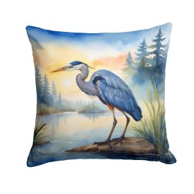 Blue Heron Emerging as the day fades Throw Pillow Machine Washable, Indoor Outdoor Decorative Pillow for Couch, Bed or Patio, 18Hx18W (Default: Default)