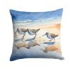 Sandpipers Throw Pillow Machine Washable, Indoor Outdoor Decorative Pillow for Couch, Bed or Patio, 14Hx14W