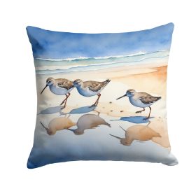 Sandpipers Throw Pillow Machine Washable, Indoor Outdoor Decorative Pillow for Couch, Bed or Patio, 14Hx14W (Default: Default)