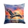 Pelican Fiery Sunset Throw Pillow Machine Washable, Indoor Outdoor Decorative Pillow for Couch, Bed or Patio, 18Hx18W