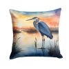 Blue Heron Setting Sun Throw Pillow Machine Washable, Indoor Outdoor Decorative Pillow for Couch, Bed or Patio, 14Hx14W