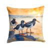 Oystercatchers Foraging Throw Pillow Machine Washable, Indoor Outdoor Decorative Pillow for Couch, Bed or Patio, 14Hx14W