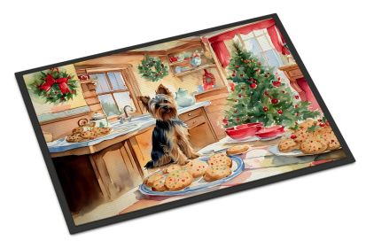 Yorkshire Terrier Yorkie Christmas Cookies Doormat Front Door Mat Indoor Outdoor Rugs for Entryway, Non Slip Washable Low Pile, 24H X 36W (Default: Default)