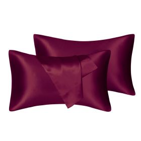 75D Satin Artificial Silk Pillowcase (Option: Wine Red-King 20X36in-1pcs)