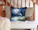 Blue Heron Under the Moonlight Throw Pillow Machine Washable, Indoor Outdoor Decorative Pillow for Couch, Bed or Patio, 14Hx14W