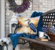 Blue Heron in the Golden Hour Throw Pillow Machine Washable, Indoor Outdoor Decorative Pillow for Couch, Bed or Patio, 18Hx18W