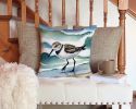 Sanderling Racing the Tide Throw Pillow Machine Washable, Indoor Outdoor Decorative Pillow for Couch, Bed or Patio, 14Hx14W