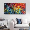 Handmade Oil Painting Original Colorful Feathers Oil Painting On Canvas Large Wall Art Abstract Colorful Painting Custom Painting Living room Home Wal