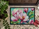 Louisiana Magnolias in Watercolor Doormat Front Door Mat Indoor Outdoor Rugs for Entryway, Non Slip Washable Low Pile, 24H X 36W