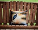 Blue Heron in the Golden Hour Throw Pillow Machine Washable, Indoor Outdoor Decorative Pillow for Couch, Bed or Patio, 14Hx14W