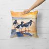 Oystercatchers Foraging Throw Pillow Machine Washable, Indoor Outdoor Decorative Pillow for Couch, Bed or Patio, 18Hx18W